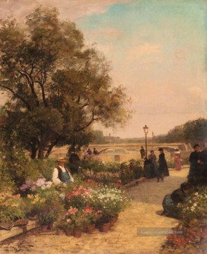  blumen - Gilbert Vibert Gabriel Quai Aux Fleurs Landschaft belgische Maler Alfred Stevens impressionistische Blumen